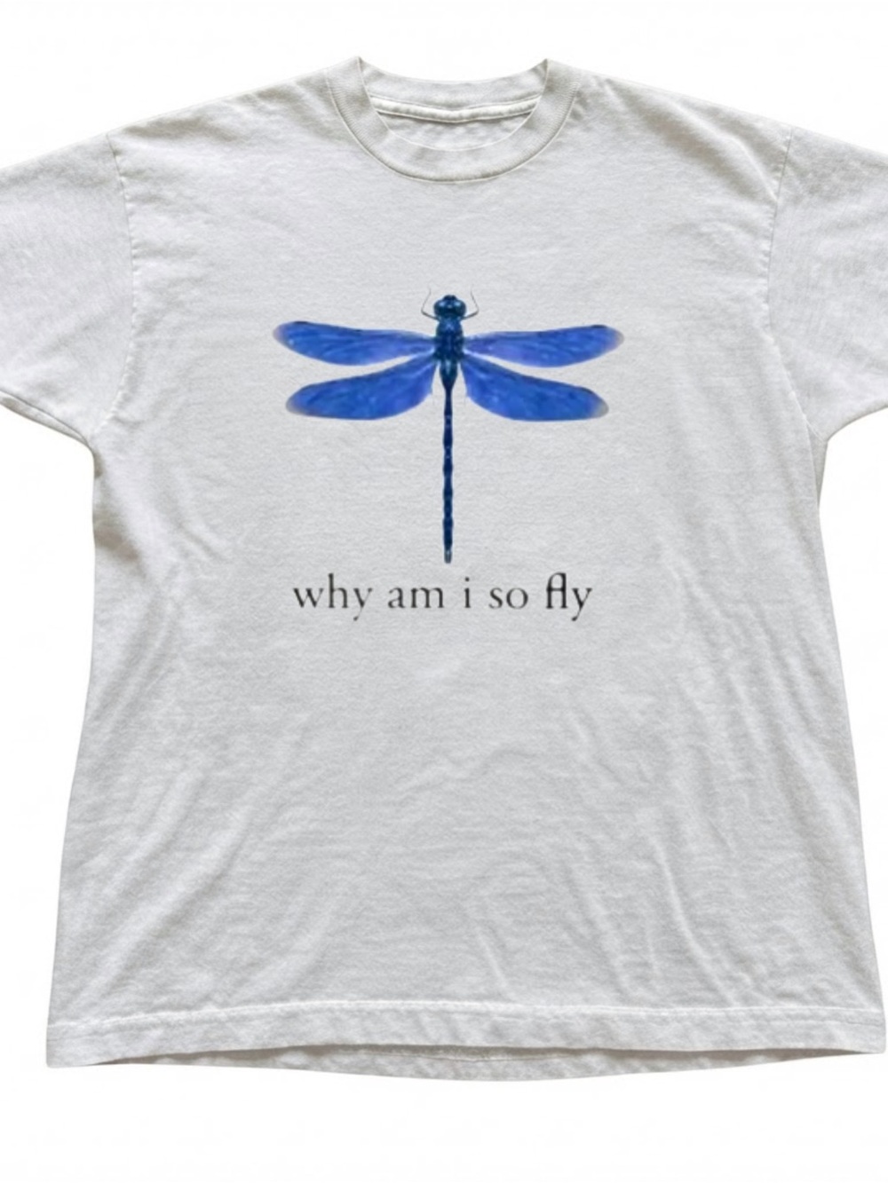 Dragonfly Graphic White Crewneck T-Shirt Casual Gildan Cotton Shirt